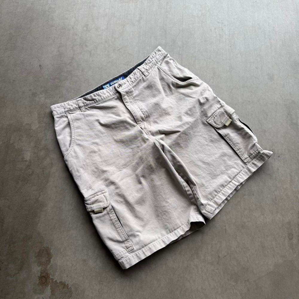 Outlooks Mens Khaki Cargo Shorts Size 34 Tan Cotton Twill Multi Pocket Casual